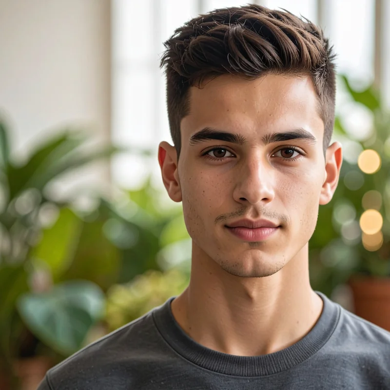 Adolescent avec peau saine et naturelle, lumière douce